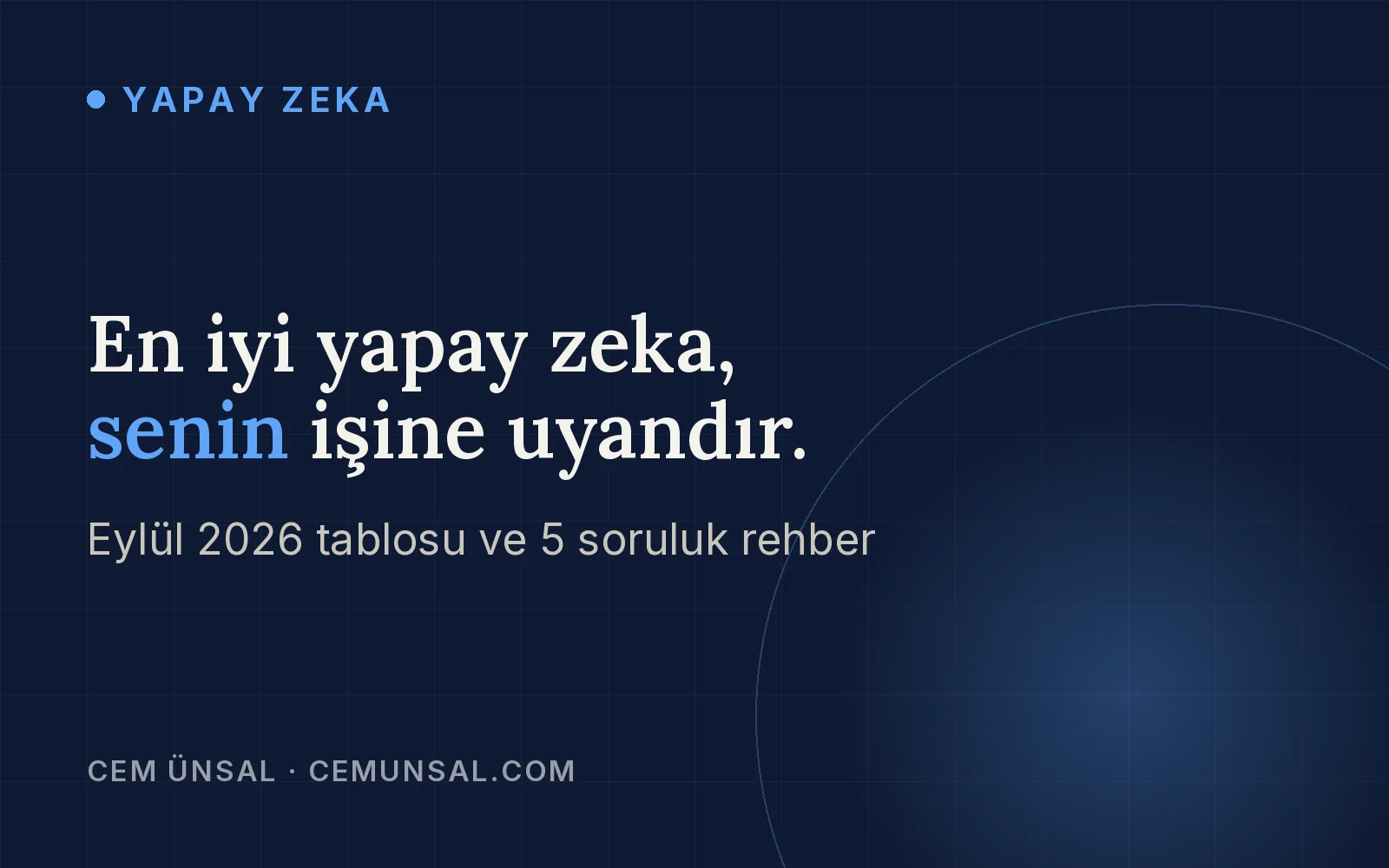 En İyi Yapay Zeka Hangisi? 2026'da İşine Göre Doğru Seçim Rehberi · En iyi yapay zeka, senin işine uyandır.