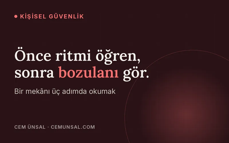Bir Kafeye Güvenlik Uzmanı Gibi Gir: 3 Adımda Alan Okuryazarlığı (Akış, Anormallik, Çıkışlar) · Önce ritmi öğren, sonra bozulanı gör.