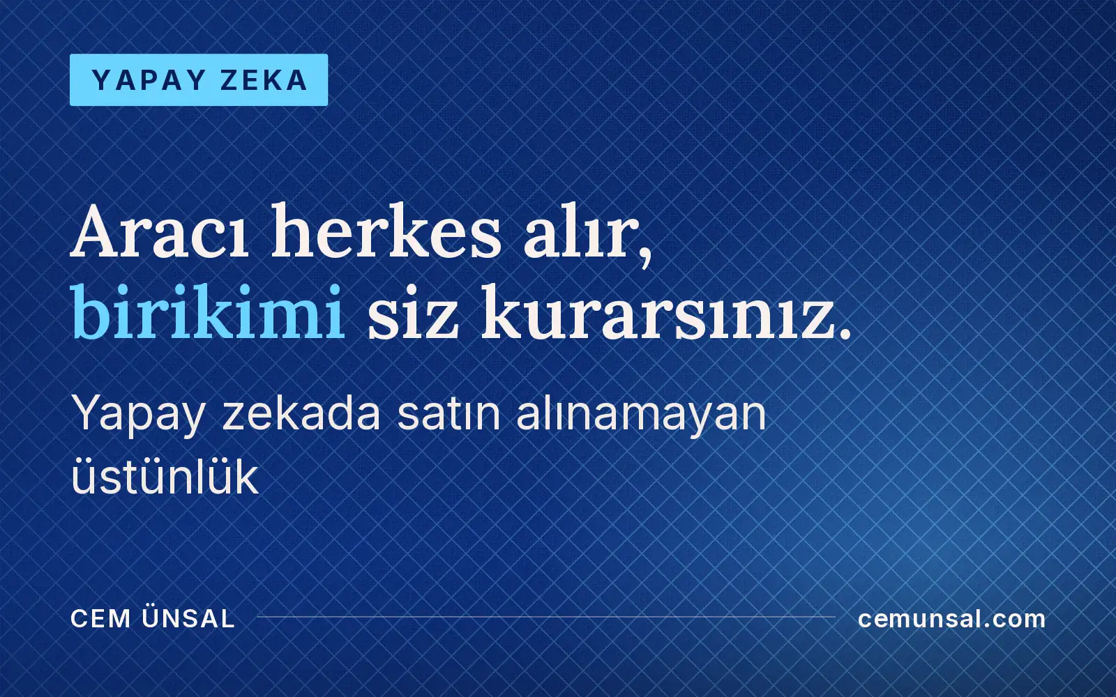 Kurumsal Birikim Nedir? Yapay Zekada Satın Alınamayan Üstünlük · Aracı herkes alır, birikimi siz kurarsınız.