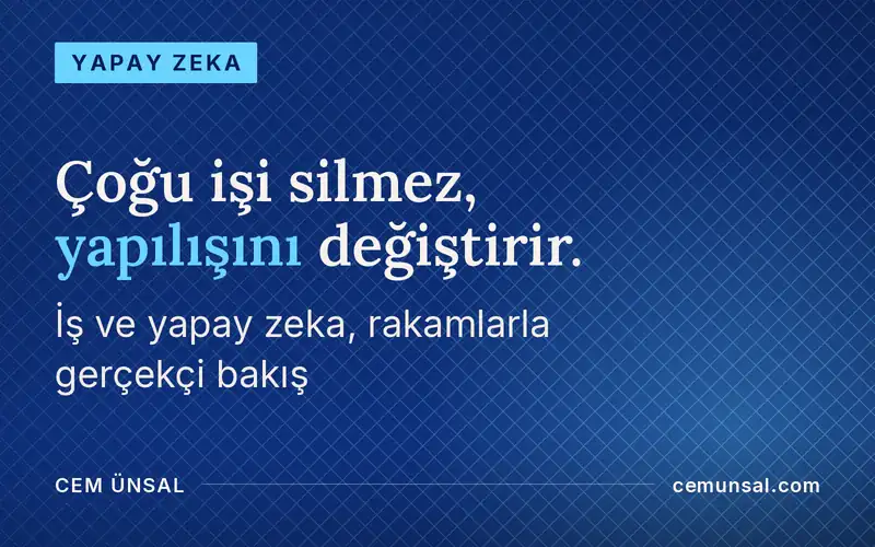 Yapay Zeka İşini Alacak mı? Korkmadan, Gerçekçi Bir Bakış · Çoğu işi silmez, yapılışını değiştirir.