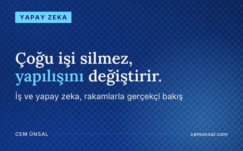 Yapay Zeka İşini Alacak mı? Korkmadan, Gerçekçi Bir Bakış · Çoğu işi silmez, yapılışını değiştirir.
