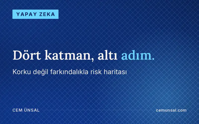 Yapay Zeka Tehlikeli mi? Gerçek Riskler ve Senin Elinde Olanlar · Dört katman, altı adım.